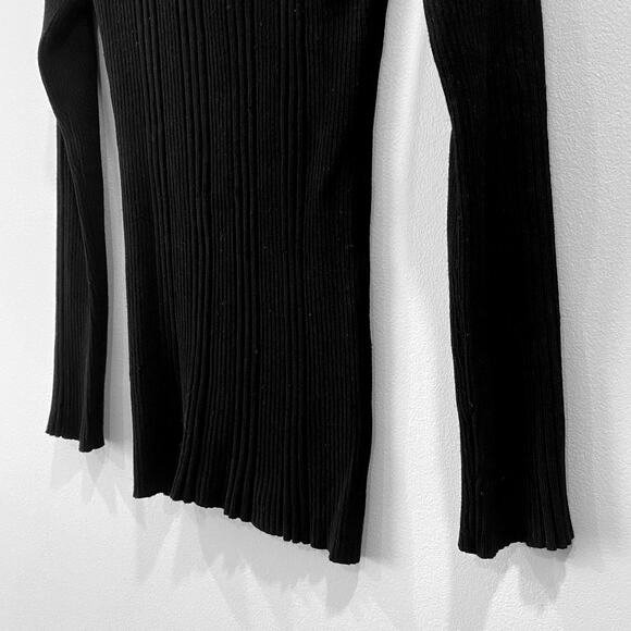 Grane Black Ribbed Turtleneck Sweater Long Sleeve Fitted Top Size L - Picture 2 of 8